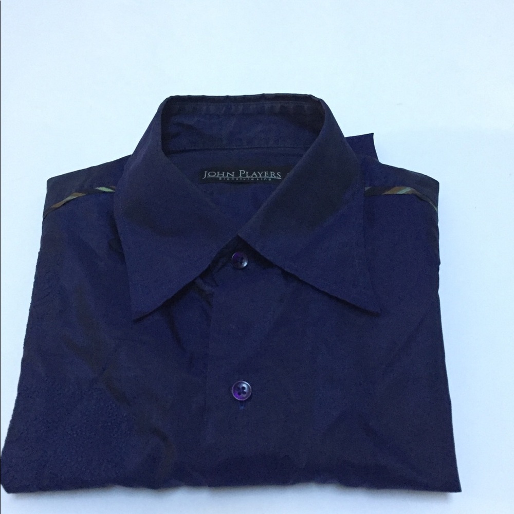 Men’s Button Down Silk Shirt Blue Sz L John Player